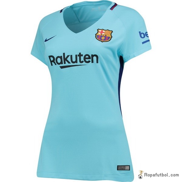 Camiseta Barcelona Replica Segunda Ropa Mujer 2017/18 Azul